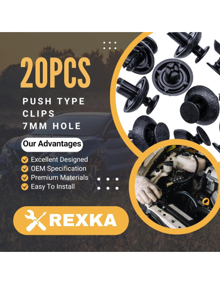 20 Clips Sujetadores de Motor Rexka para Toyota Lexus 7mm