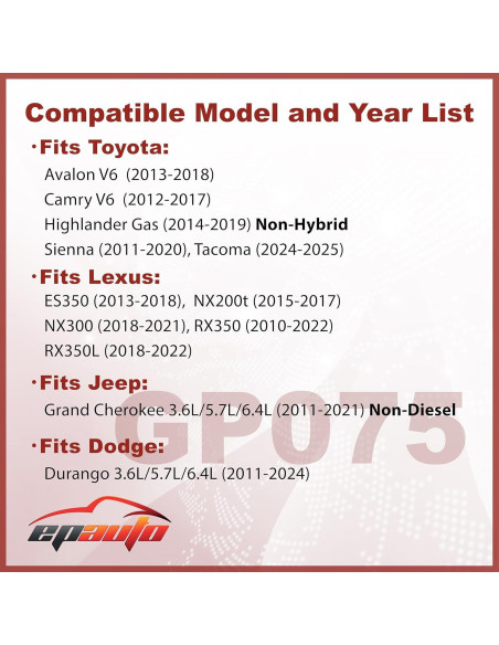 Filtro de Aire EPAuto GP075 para Toyota Lexus Jeep Dodge