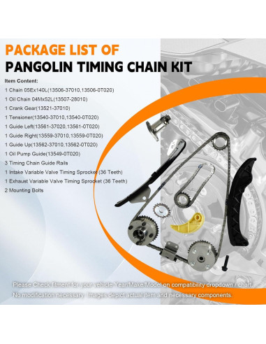 Kit de cadena de distribución PANGOLIN 1.8L para Toyota
