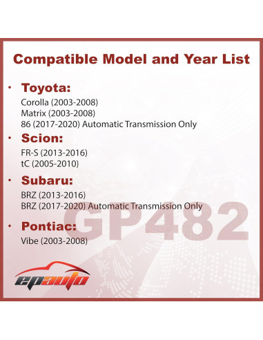 Filtro de Aire EPAuto GP482 para Toyota y Subaru 2003-2020