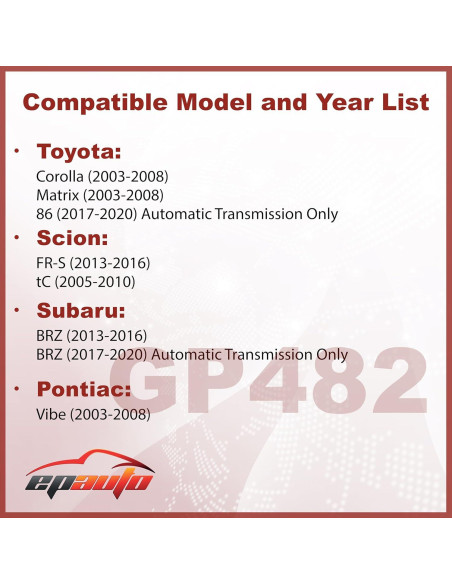 Filtro de Aire EPAuto GP482 para Toyota y Subaru 2003-2020