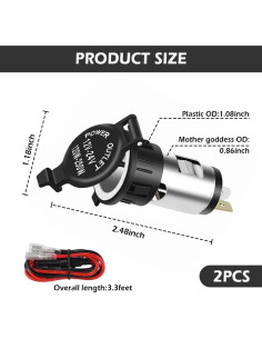 Toma de Mechero 12V IHOTDER con Cable y Cubierta Impermeable 2