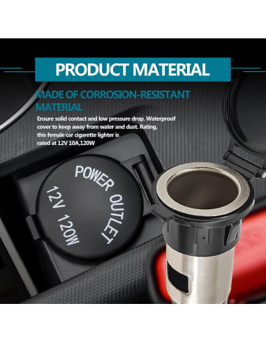 Toma de Encendedor 12V NOTISH con Cableado Impermeable - 2 Pzas