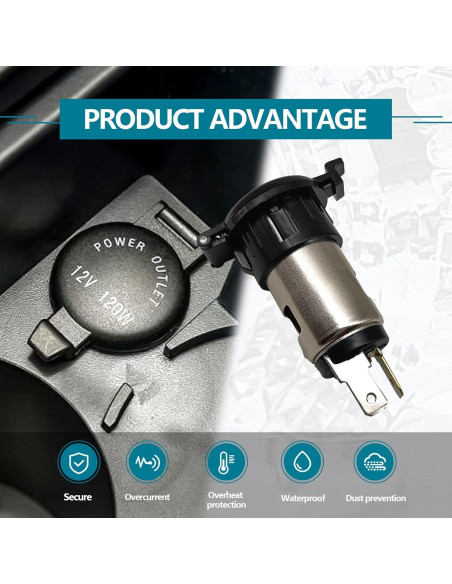 Toma de Encendedor 12V NOTISH con Cableado Impermeable - 2 Pzas