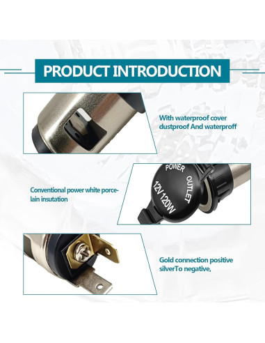 Toma de Encendedor 12V NOTISH con Cableado Impermeable - 2 Pzas