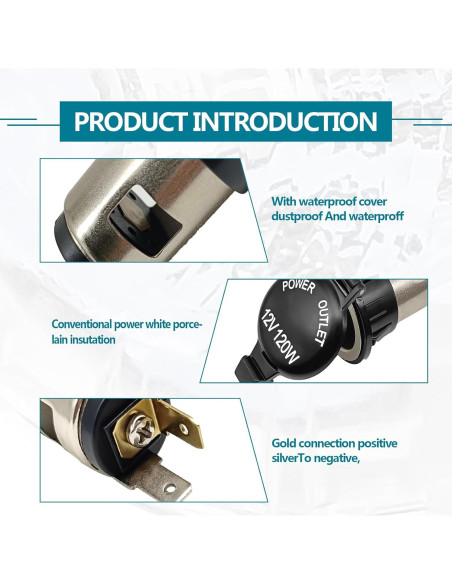 Toma de Encendedor 12V NOTISH con Cableado Impermeable - 2 Pzas