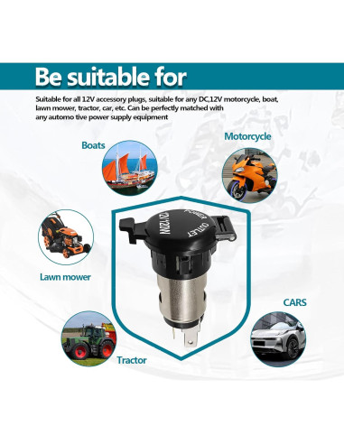 Toma de Encendedor 12V NOTISH con Cableado Impermeable - 2 Pzas