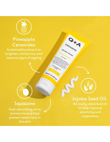 Crema de Ducha Q+A 250ml con Ceramidas de Piña y Escualano