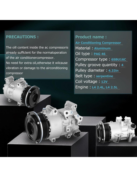 Compresor de A/C Mulcoll para Toyota Camry 2.4L y 2.5L