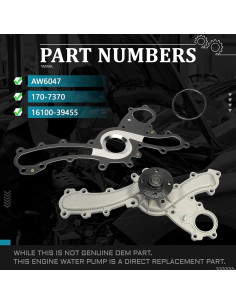 Bomba de Agua IRONTEK AW6047 para Lexus y Toyota 2007-2014 2
