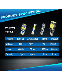 Kit de luces LED interiores WEIMELTOY para Toyota Tundra 2007-2021 2