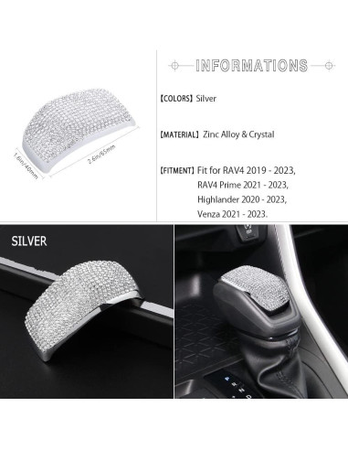 Cubierta de Pomo de Cambio 1797 Plateada para Toyota RAV4 Highlander Venza
