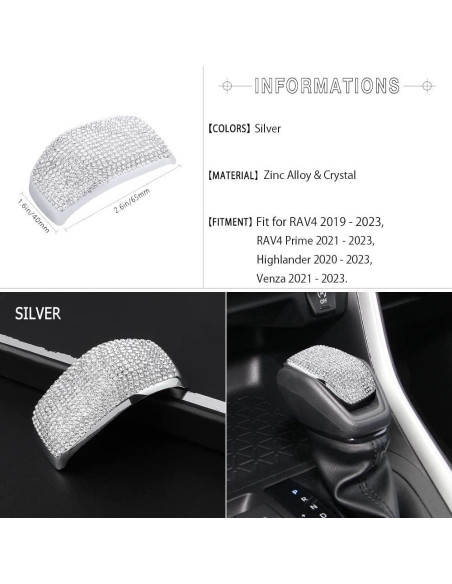 Cubierta de Pomo de Cambio 1797 Plateada para Toyota RAV4 Highlander Venza