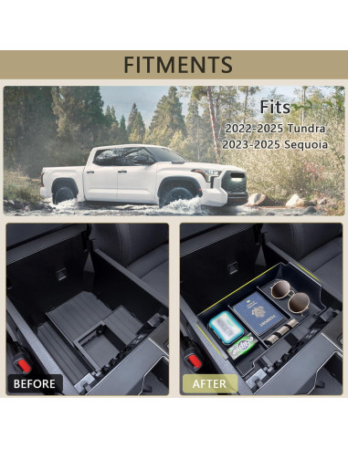 JDMCAR Bandeja Organizadora Consola Central Toyota Tundra 2022-2025