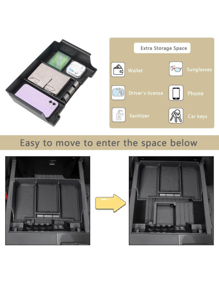 JDMCAR Bandeja Organizadora Consola Central Toyota Tundra 2022-2025