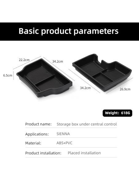 Organizador de Consola Central 2PCS smabee para Toyota Sienna 2021-2025
