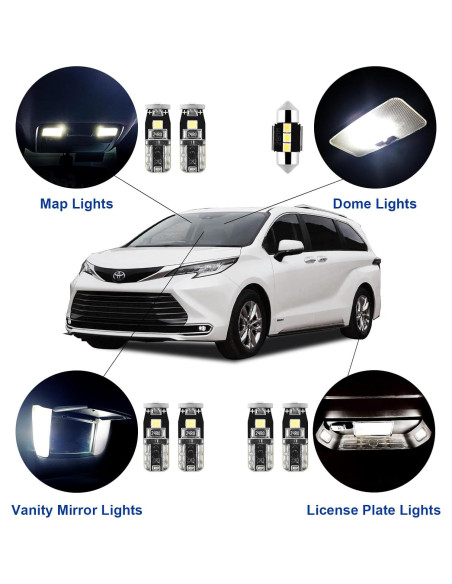 Kit 16 Bombillas LED Interiores EASY EAGLE Toyota Sienna 2011-2021