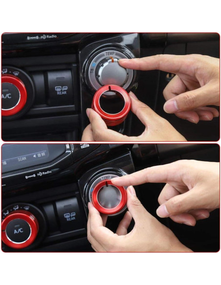 Cubierta de perilla de aire acondicionado JeCar Toyota 4Runner 2010-2019 Rojo 3 Pcs