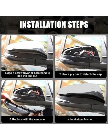 Cubiertas de Espejo Sportuli Negro para Toyota 4Runner y Rav4