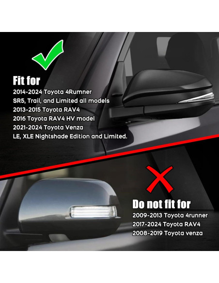 Cubiertas de Espejo Sportuli Negro para Toyota 4Runner y Rav4