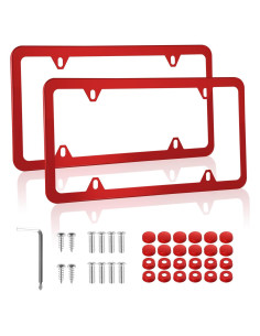 Marcos de Placas de Licencia Alpmosn 2 Pcs Acero Inoxidable Rojo