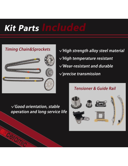 Kit de cadena de distribución AUCERAMIC para Toyota 2.7L