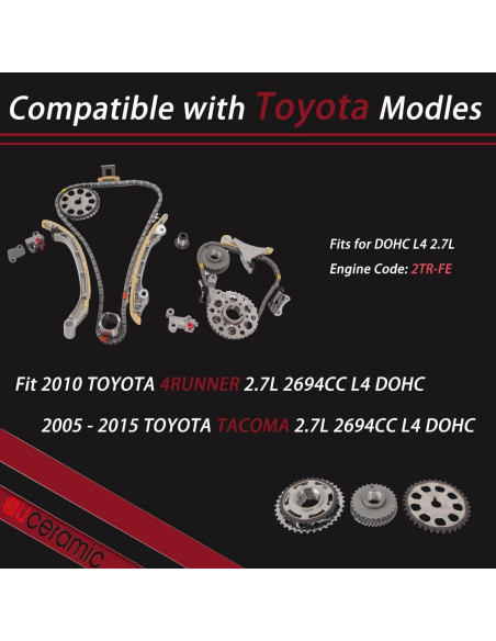 Kit de cadena de distribución AUCERAMIC para Toyota 2.7L