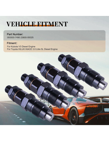 Inyector de Combustible VeloBoost 4Pcs para Toyota HILUX HIACE 3.0L