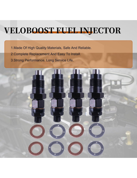 Inyector de Combustible VeloBoost 4Pcs para Toyota HILUX HIACE 3.0L