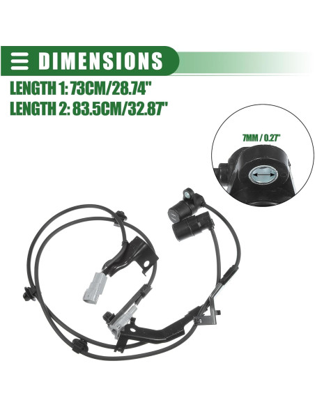 Sensor de Velocidad de Rueda ABS Motoforti para Toyota Hilux 2004-2012, 2 Pcs