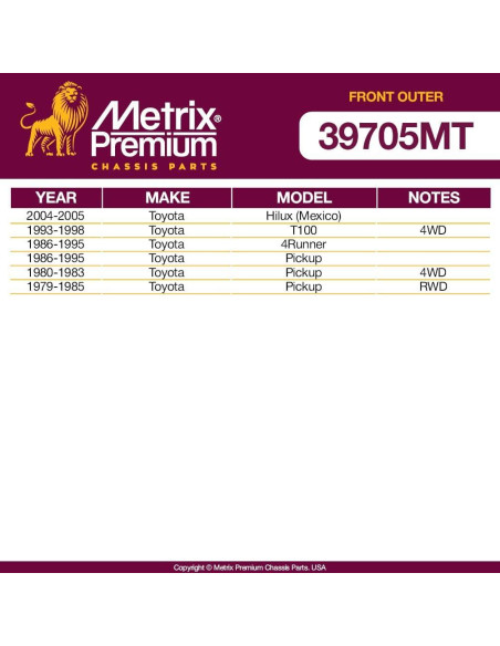 Extremo de Barra de Dirección Metrix para Toyota Hilux 04-05