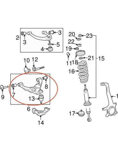 Bujes de brazo de control suspensión Toyota Tacoma 4Runner