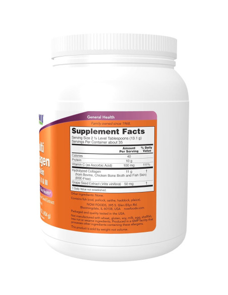 Proteína Multi Colágeno NOW Foods 454 g - Salud Huesos y Piel Proteína Multi Colágeno NOW Foods 454 g - Salud Huesos y Piel