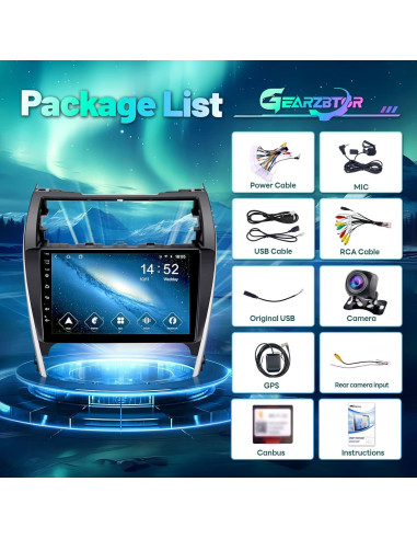 Radio Android 10.1" Gearzbtor para Toyota Camry 2012-2014
