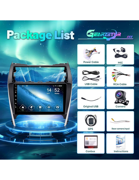 Radio Android 10.1" Gearzbtor para Toyota Camry 2012-2014
