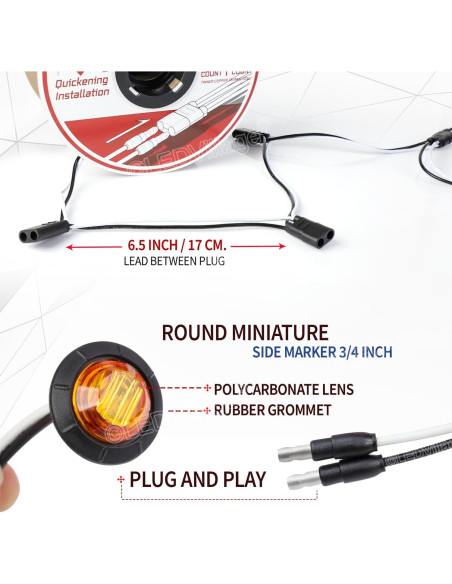 Luz de Marcador LED Ámbar 19x19x9 cm Ledvillage 50 Pcs