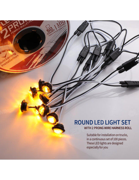 Luz de Marcador LED Ámbar 19x19x9 cm Ledvillage 50 Pcs