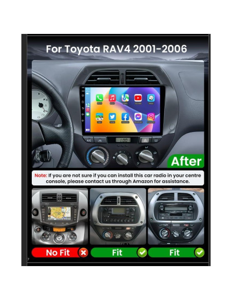 Radio Estéreo Android 9" Fortdows para Toyota RAV4 2001-2006