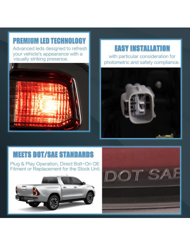 Luz Trasera VLAND para Toyota Hilux 2015-2022 Ahumado