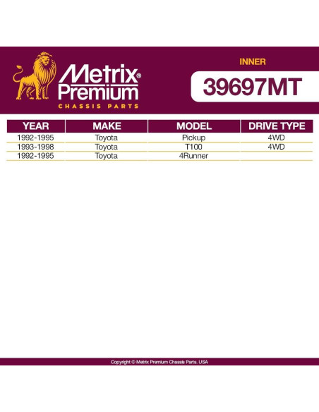 Barra de Dirección Interior Frontal Metrix para Toyota