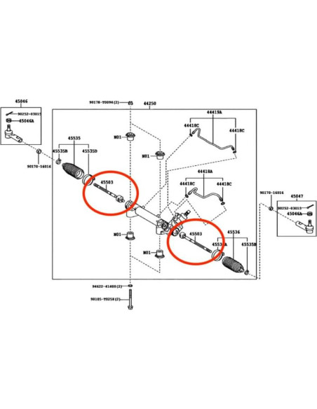 Extremo de Rack Interno V Safety para Toyota Hilux y Fortuner