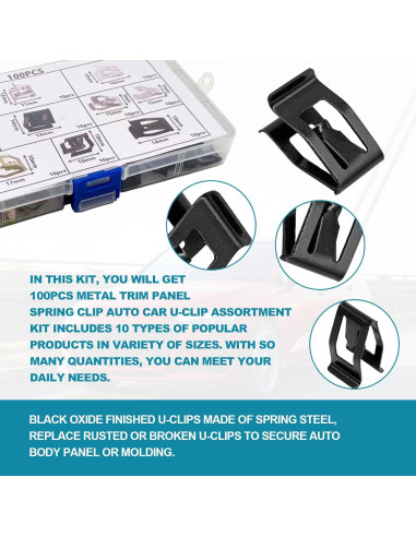 100 Clips de Resorte de Panel Metal TOPCNOEM para Auto