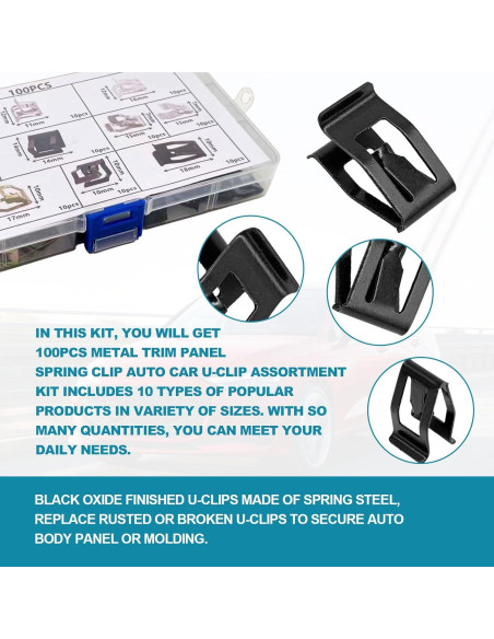 100 Clips de Resorte de Panel Metal TOPCNOEM para Auto