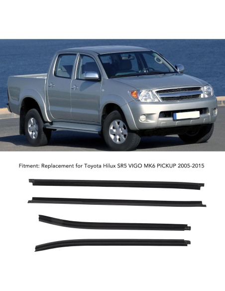 4PCS Molduras de Ventana Goma CFTGIW para Hilux 2005-2015
