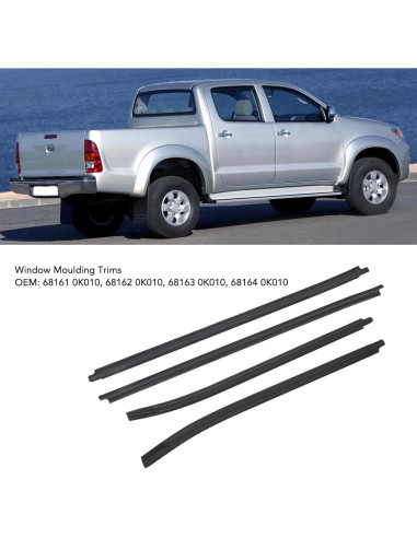 4PCS Molduras de Ventana Goma CFTGIW para Hilux 2005-2015