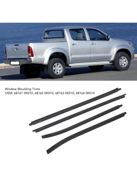 4PCS Molduras de Ventana Goma CFTGIW para Hilux 2005-2015