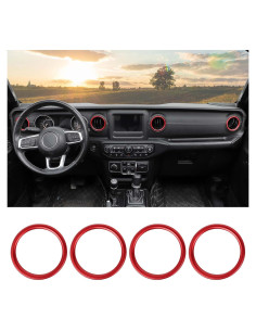 Cubierta de aire acondicionado Hoolcar para Jeep Wrangler JL 2018-2022, Rojo, 4 piezas