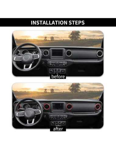 Cubierta de aire acondicionado Hoolcar para Jeep Wrangler JL 2018-2022, Rojo, 4 piezas