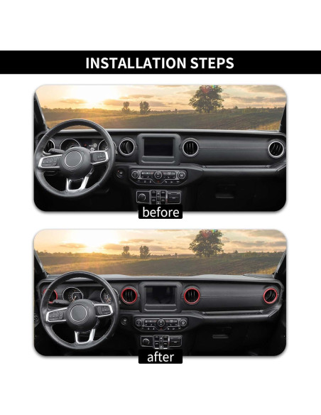 Cubierta de aire acondicionado Hoolcar para Jeep Wrangler JL 2018-2022, Rojo, 4 piezas