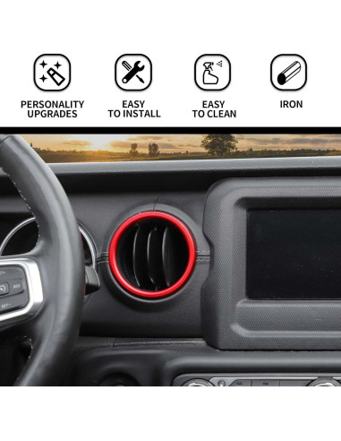 Cubierta de aire acondicionado Hoolcar para Jeep Wrangler JL 2018-2022, Rojo, 4 piezas